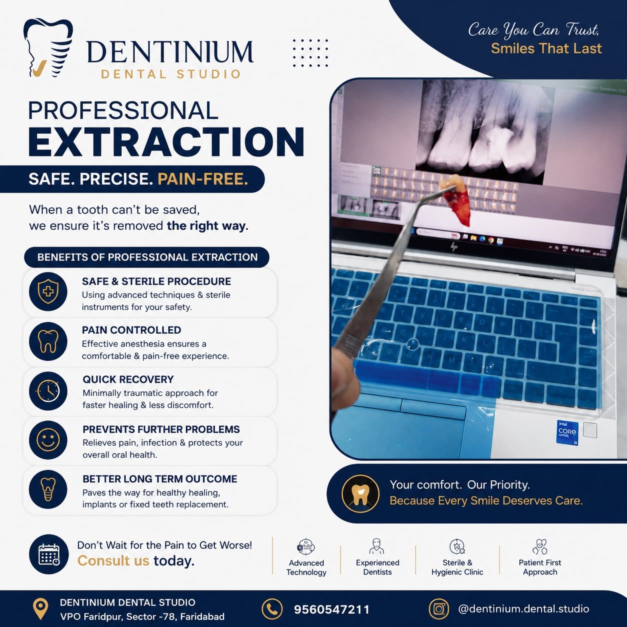 Professional extraction: safe, precise, pain-free — Dentinium Dental Studio