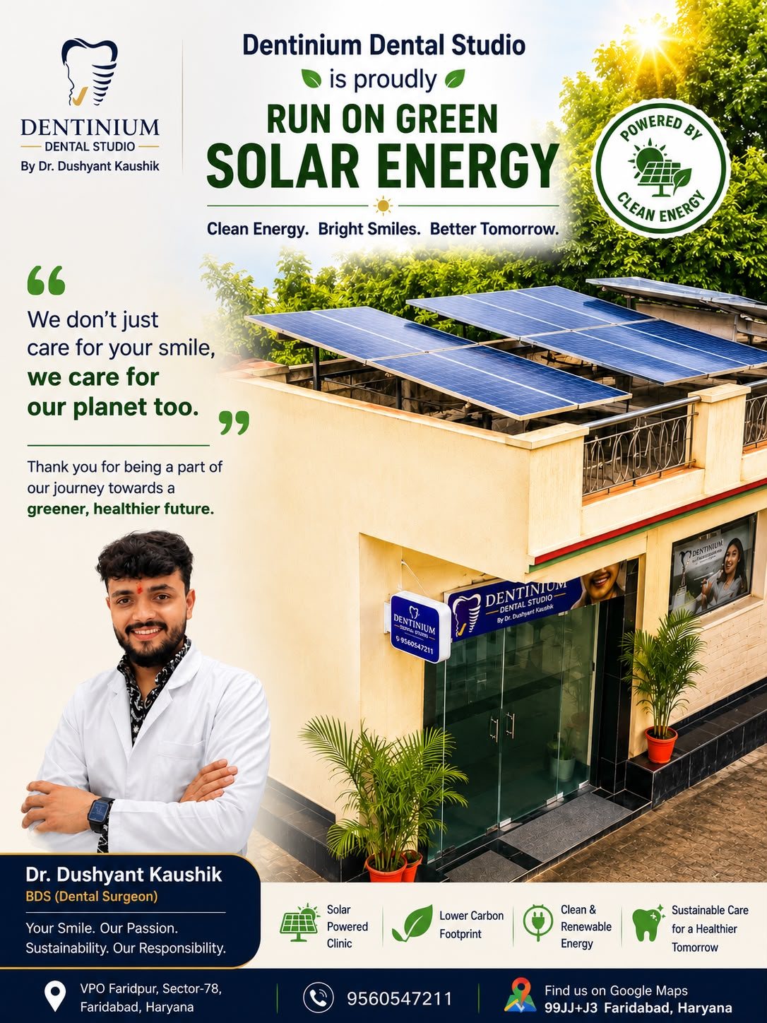 Solar panels on the roof of Dentinium Dental Studio